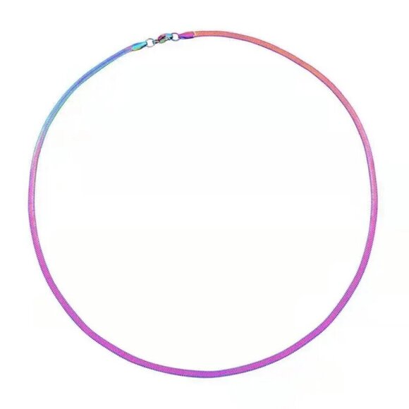 NWT Titanium Rainbow Stainless Steel 3mm Herringbone Snake Chain 18” - Picture 7 of 13